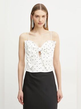 BARDOT Vieda Linen Bow Front Top